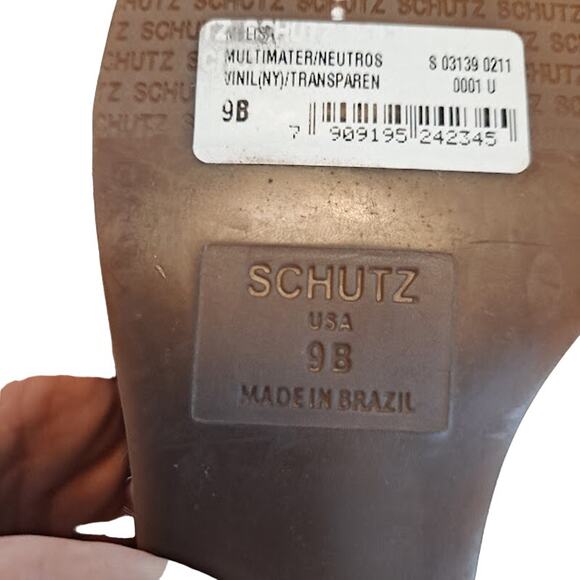 SCHUTZ Clear and Tan Wedge Sandals - Picture 4 of 10